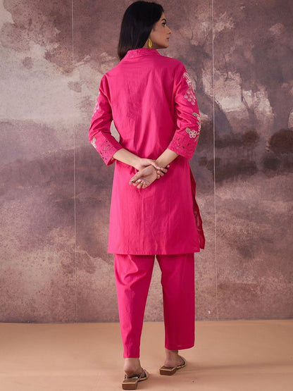 Dhiyona IE Printed Shirt Collar Pure Cotton Top With Trousers