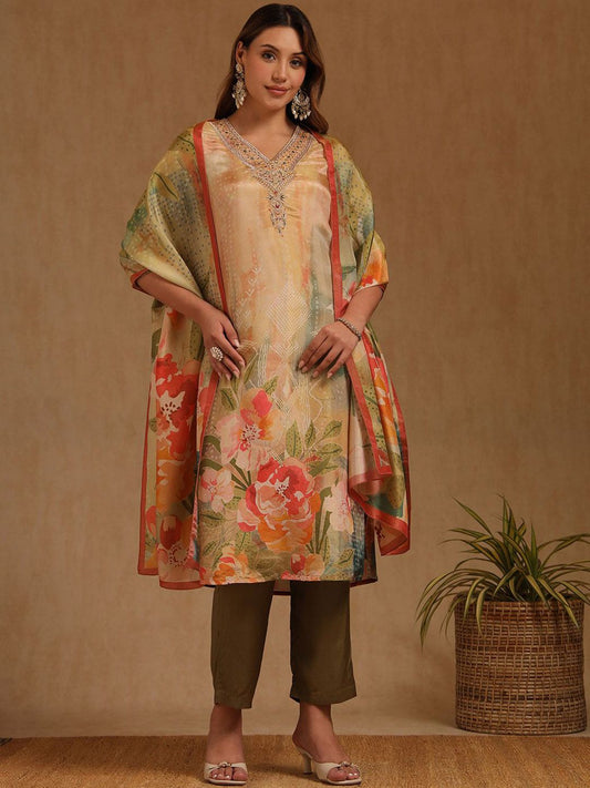 Dhiyona SO Women's Women Floral Printed Kurta with Trousers & Dupatta