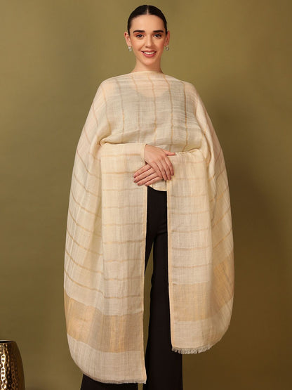 Dhiyona PA Striped Woven Design Woolen Reversible Shawl