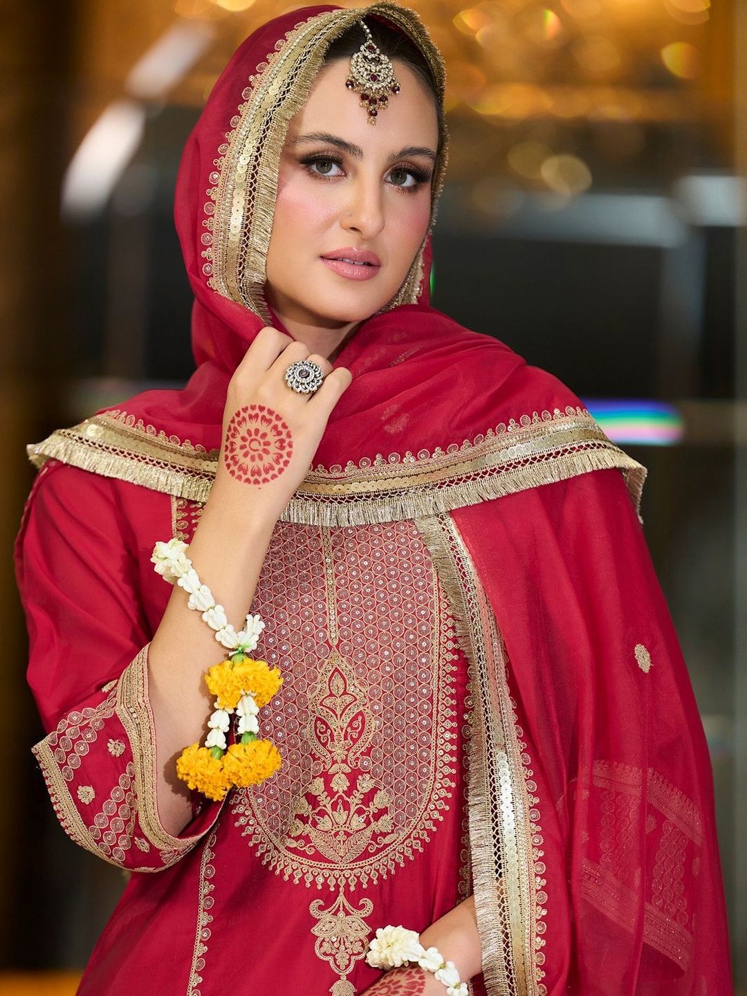 Women Ethnic Motifs Embroidered Zari A-Line Kurta with Trousers & Dupatta