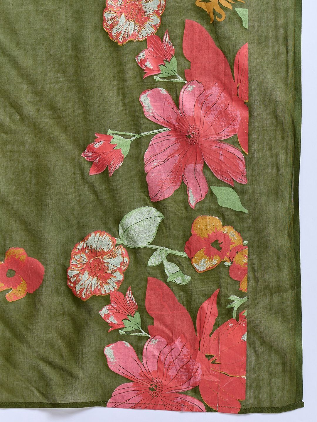 Women Floral Printed Regular Beads and Stones Pure Cotton Kurta with Trousers & With Dupatta