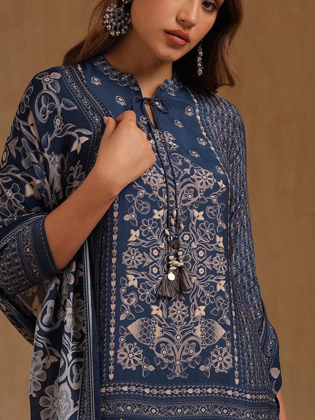 Dhiyona SO Women's Women Ethnic Motifs Printed Kurti with Dhoti Pants & Dupatta