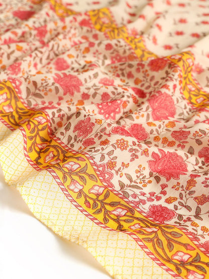 Dhiyona SO Women's Women Floral Printed Beads and Stones Kurta with Trousers & With Dupatta Kurta Sets
