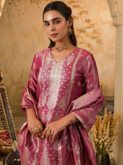 Women Ethnic Motifs Regular Kurta with Trousers & With Dupatta
