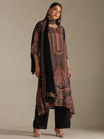 Dhiyona SO Women's Women Ethnic Motifs Printed A-Line Kurta with Trousers & Dupatta
