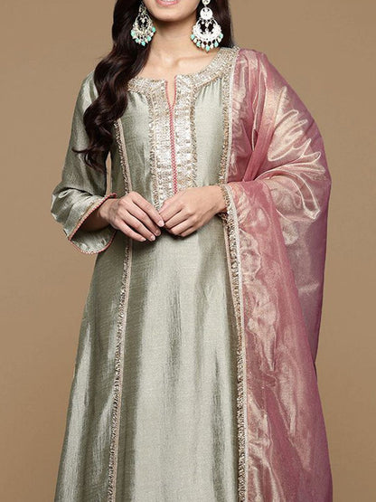 Dhiyona PD Women Women Embroidered Straight Kurta & Trouser With Dupatta