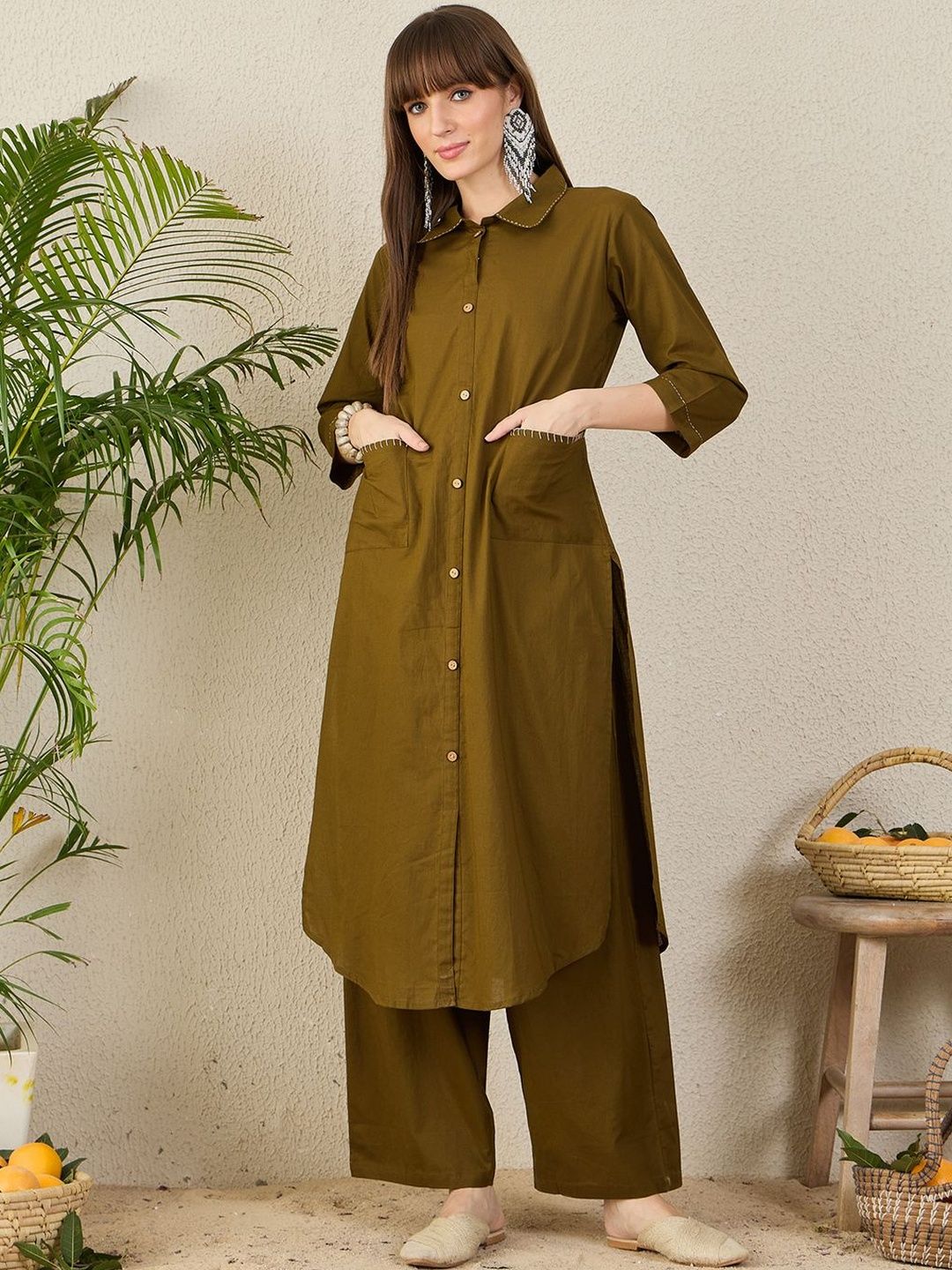 Dhiyona IE Thread Work Pure Cotton Kurta With Palazzos