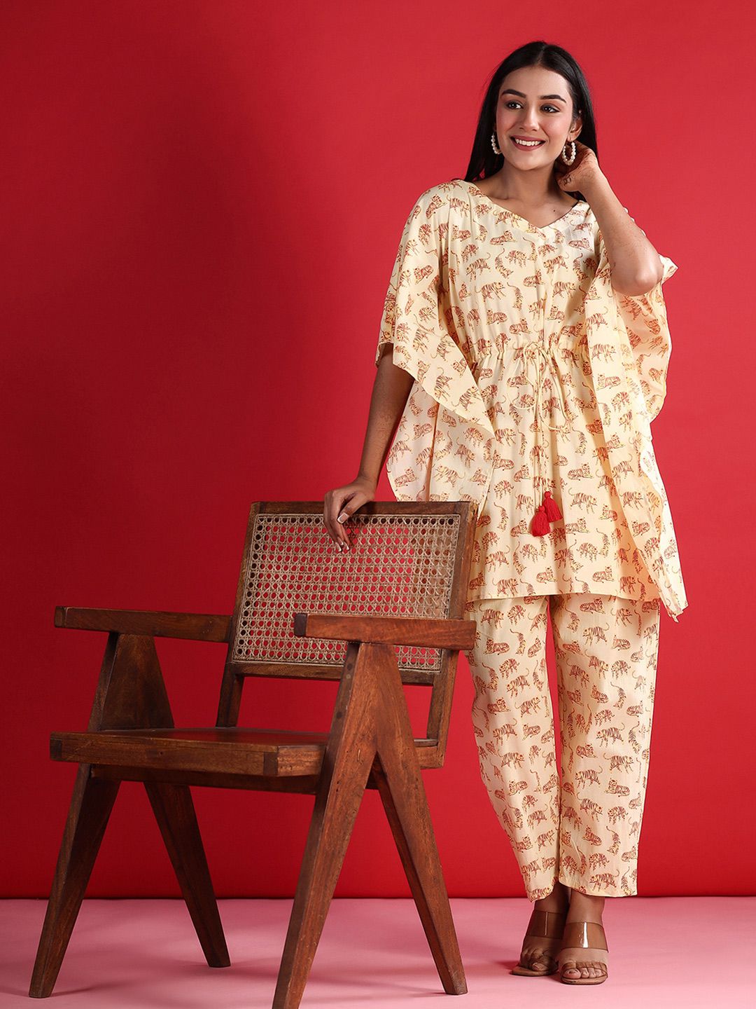 Dhiyona IE Printed Pure Cotton Top & Trouser Co-Ord Set