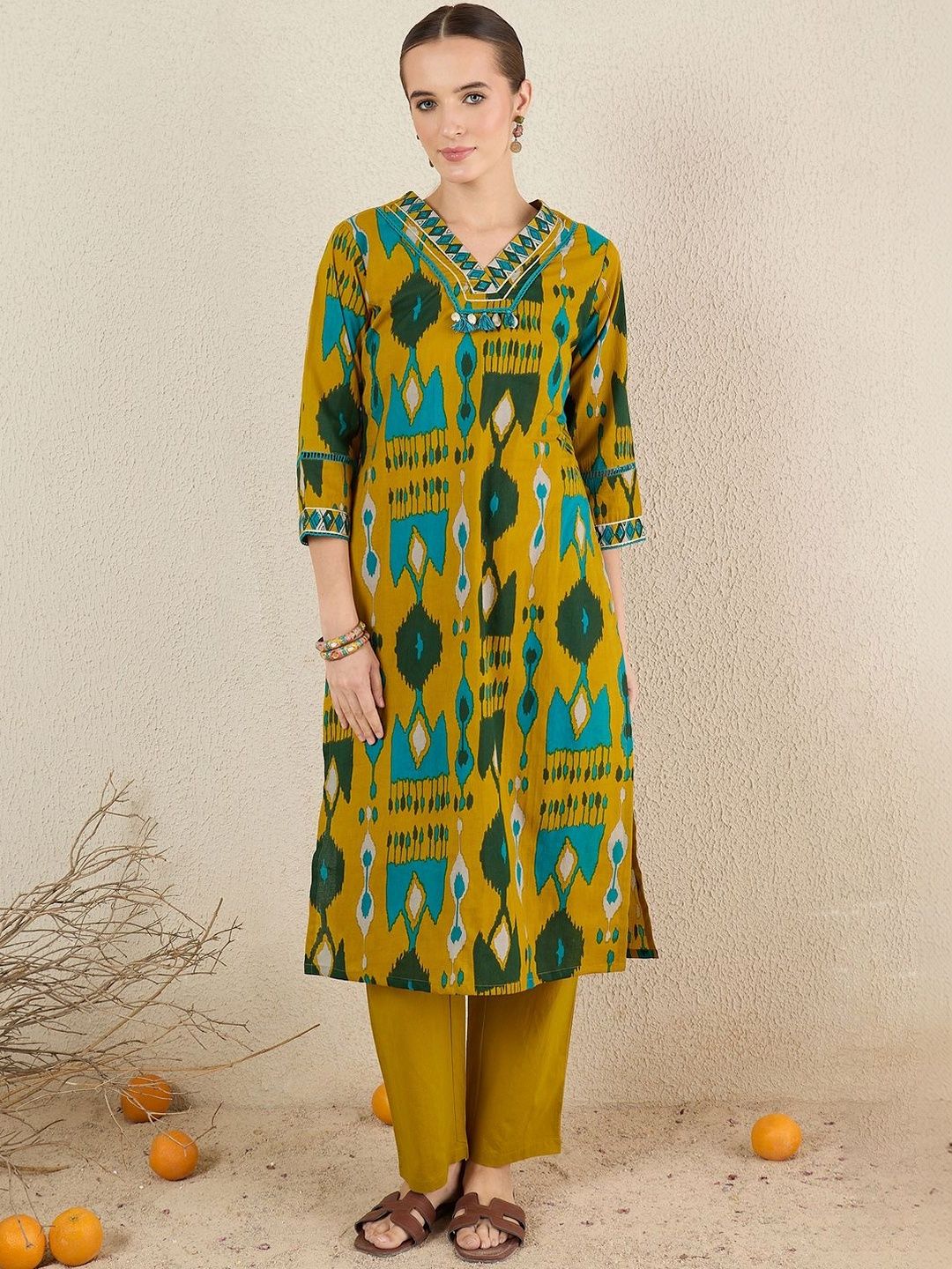Women Ethnic Motifs Printed Regular Pure Cotton Kurta with Salwar & With Dupatta