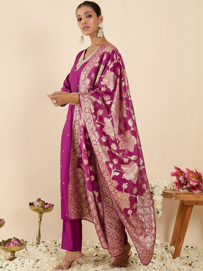 Yoke Design Thread Work Kurta With Palazzos