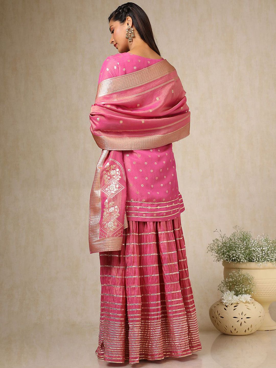 Dhiyona SO Women's Women Floral Regular Beads and Stones Kurta with Skirt & With Dupatta