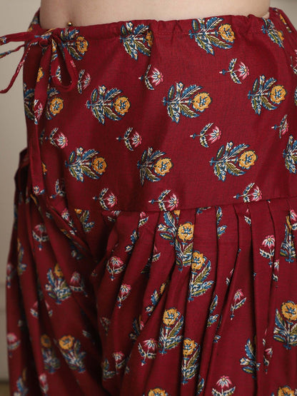 Dhiyona KL Floral Printed V-Neck Straight Kurta With Patiala & Dupatta