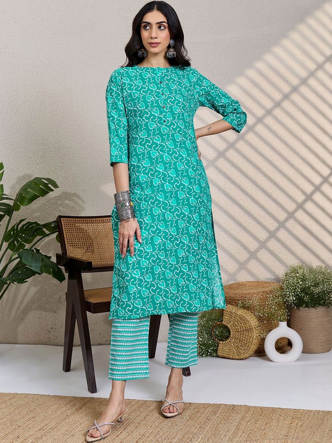 Women Ethnic Motifs Printed Pure Cotton Kurta with Trousers & Dupatta