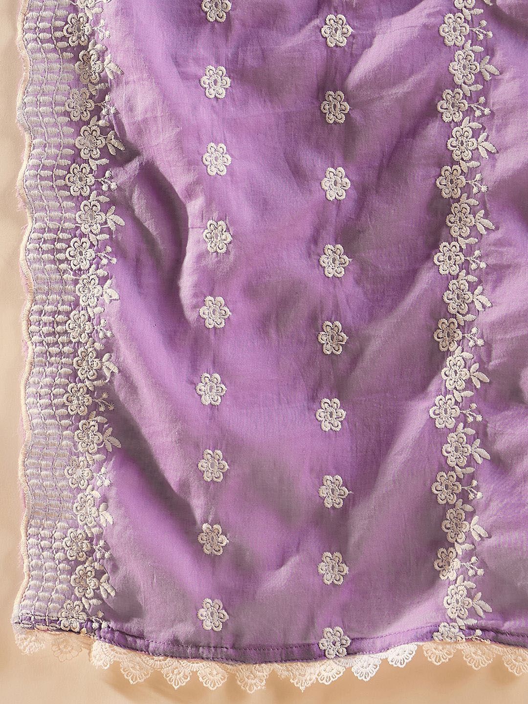 Dhiyona IE Women Ethnic Motifs Embroidered Regular Thread Work Pure Cotton Kurta with Trousers & With Dupatta
