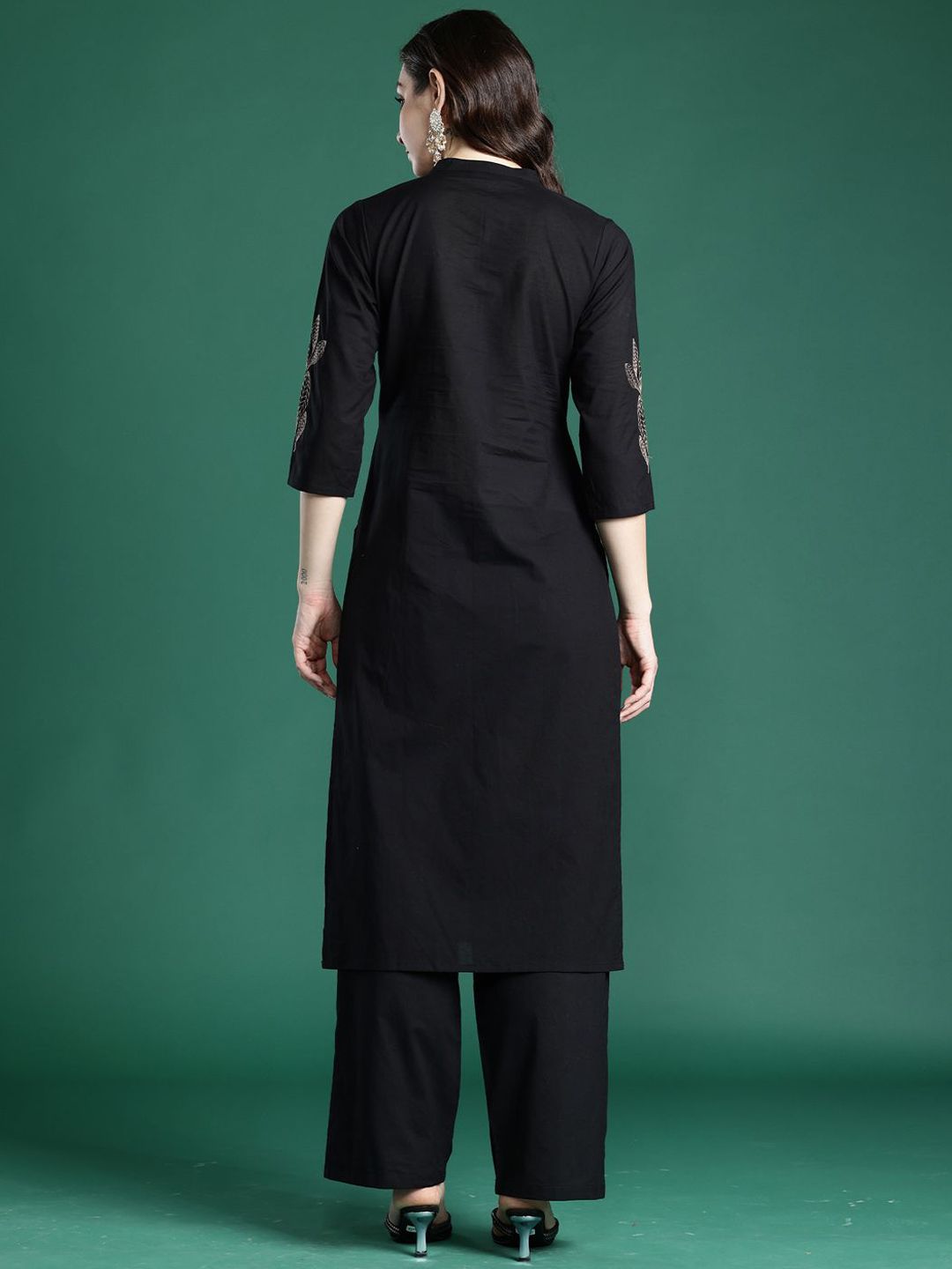 Dhiyona IE Embroidered Pure Cotton Straight Tunic & Trousers Co-Ord Set