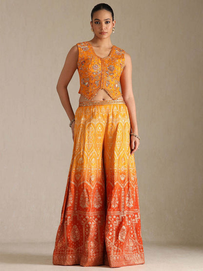 Dhiyona SO Women's Women Embroidered Crop Top Palazzos & Dupatta