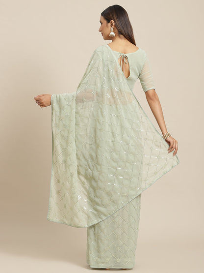 Dhiyona GR Women's Kaira Green Georgette Embellished Saree