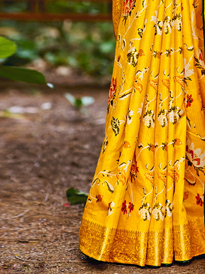 Women's Soft Silk Green Woven Design Designer Saree With Blouse Piece