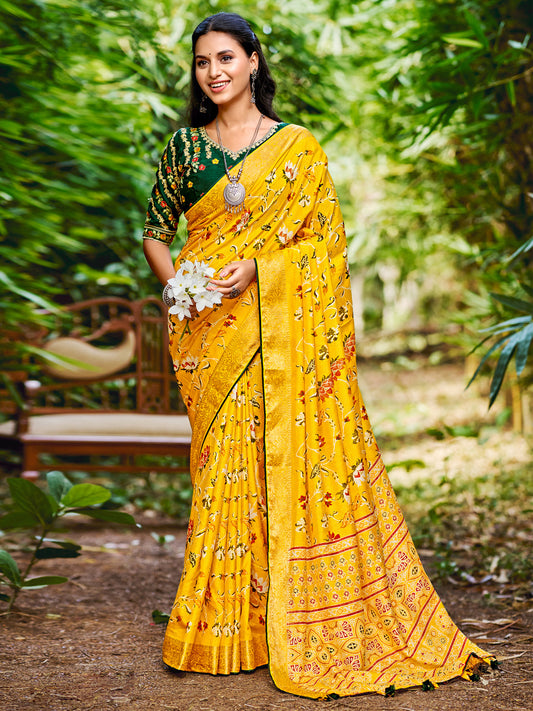 Women's Soft Silk Green Woven Design Designer Saree With Blouse Piece