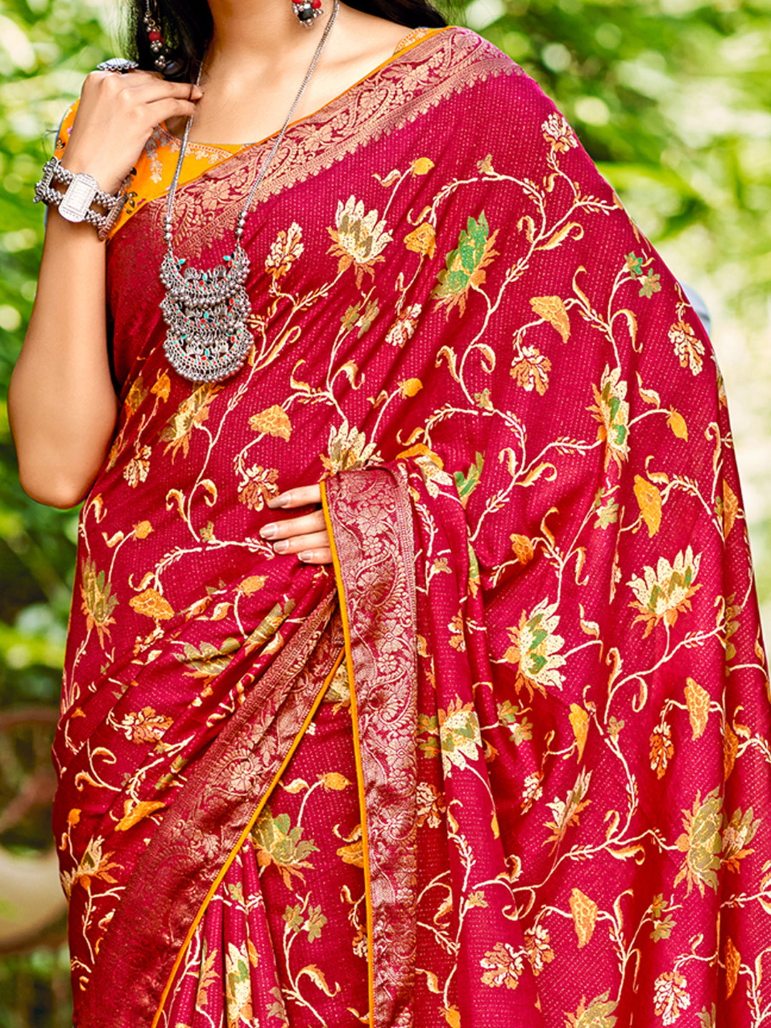 Women's Soft Silk Yellow Woven Design Designer Saree With Blouse Piece