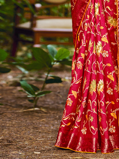 Women's Soft Silk Yellow Woven Design Designer Saree With Blouse Piece