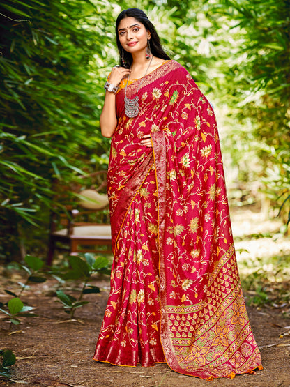 Women's Soft Silk Yellow Woven Design Designer Saree With Blouse Piece