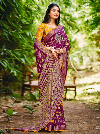 Women's Soft Silk Yellow Woven Design Designer Saree With Blouse Piece