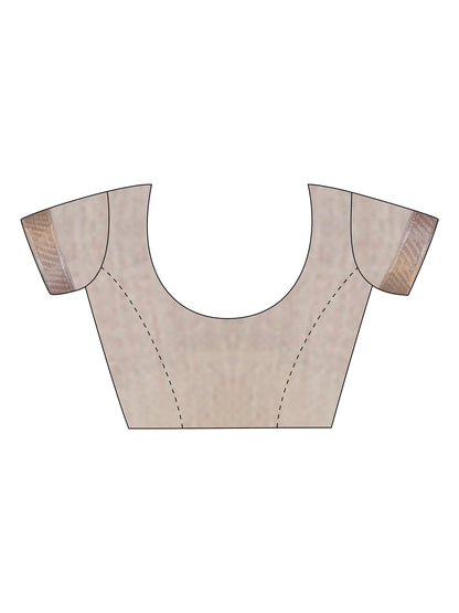 Women's Pure Linen Off White Woven Design Designer Saree With Blouse Piece