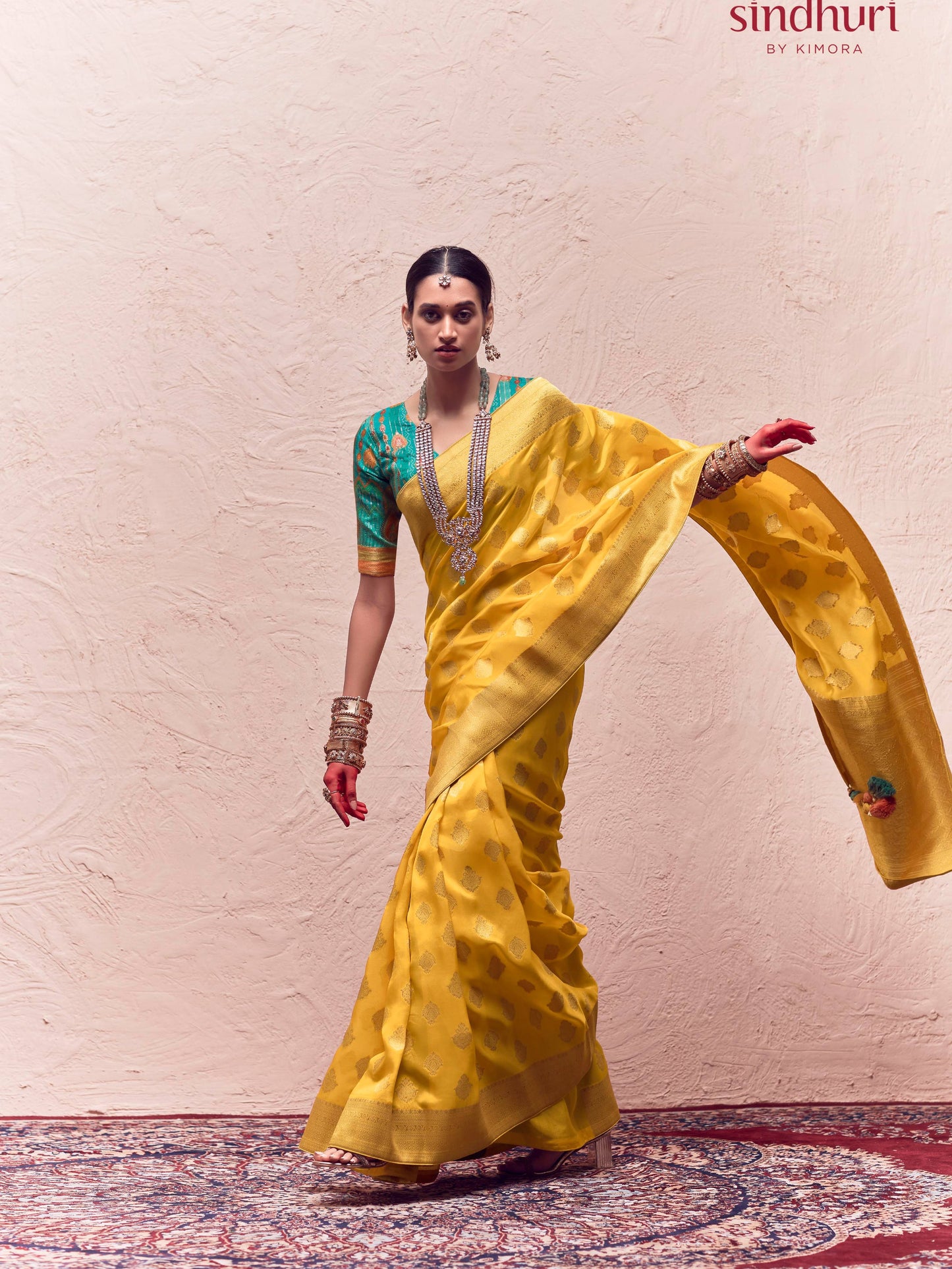 Dhiyona KM Women Yellow Premium Crepe Silk Saree With Golden Zari “ Perfect For Haldi & Festive Occasions