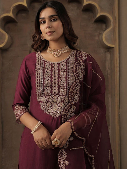Women Ethnic Motifs Embroidered Kurta with Trousers & Dupatta