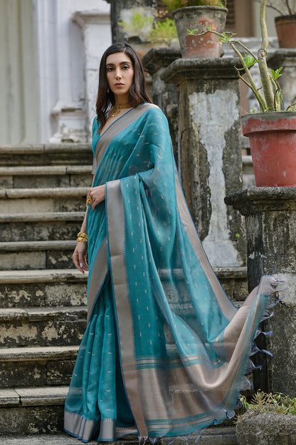 Rama Rama Soft Tussar Silk Saree