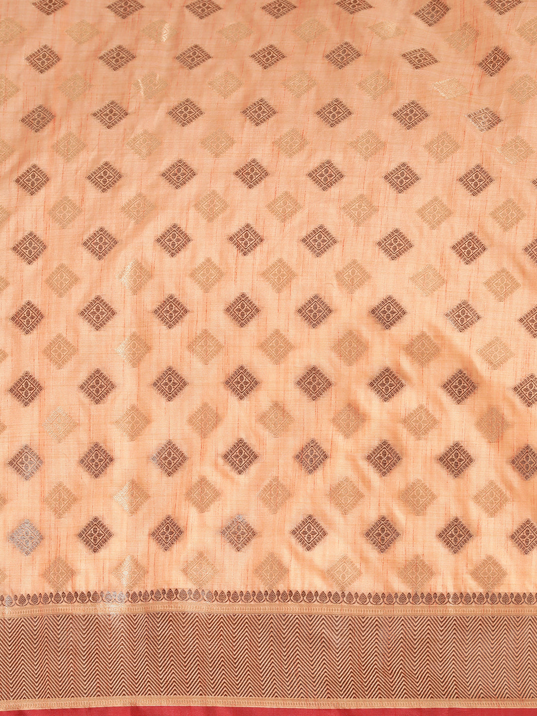 Dhiyona GR Women's Kesar Peach Orange Zari Woven Design Banarasi Pure Cotton Saree