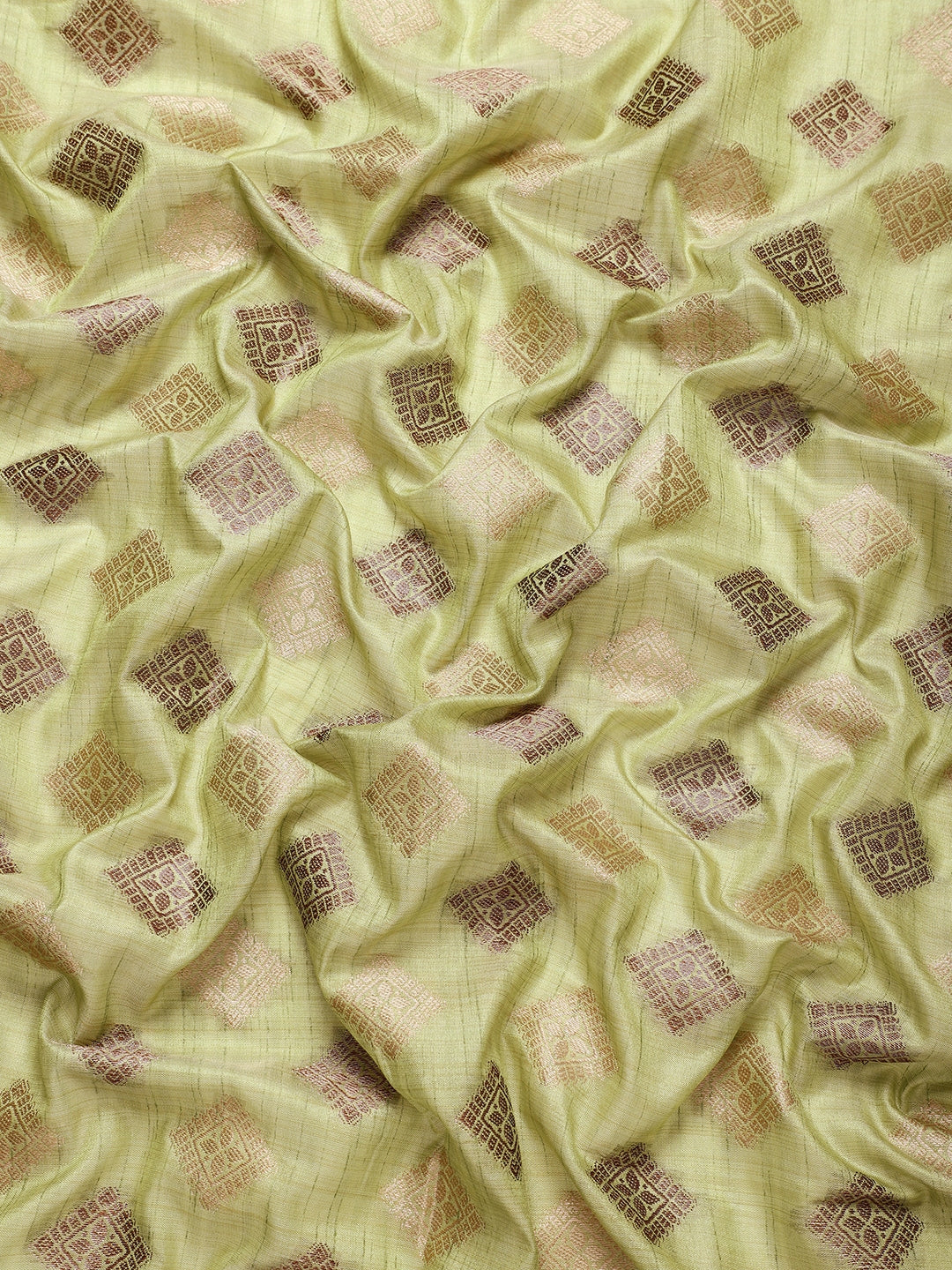 Dhiyona GR Women's Kesar Sheen Green Zari Woven Design Banarasi Pure Cotton Saree