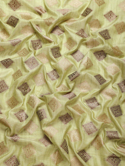 Dhiyona GR Women's Kesar Sheen Green Zari Woven Design Banarasi Pure Cotton Saree