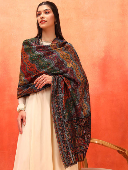 Dhiyona PA Libaas Floral Woven Design Kani Woolen Shawl