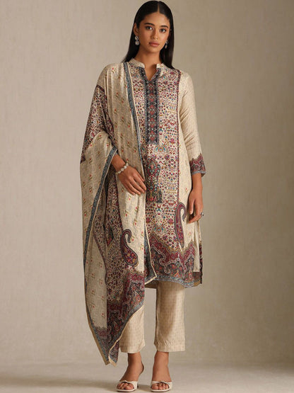 Dhiyona SO Women's Women Printed Regular Sequinned Kurta & Trousers With Printed Dupatta