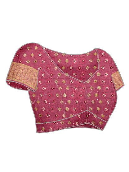 Women's Silk Blend Mauve Embroidered Designer Saree With Blouse Piece
