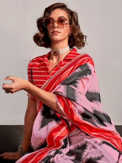 Women's Silk Blend Mauve Woven Design Designer Saree With Blouse Piece