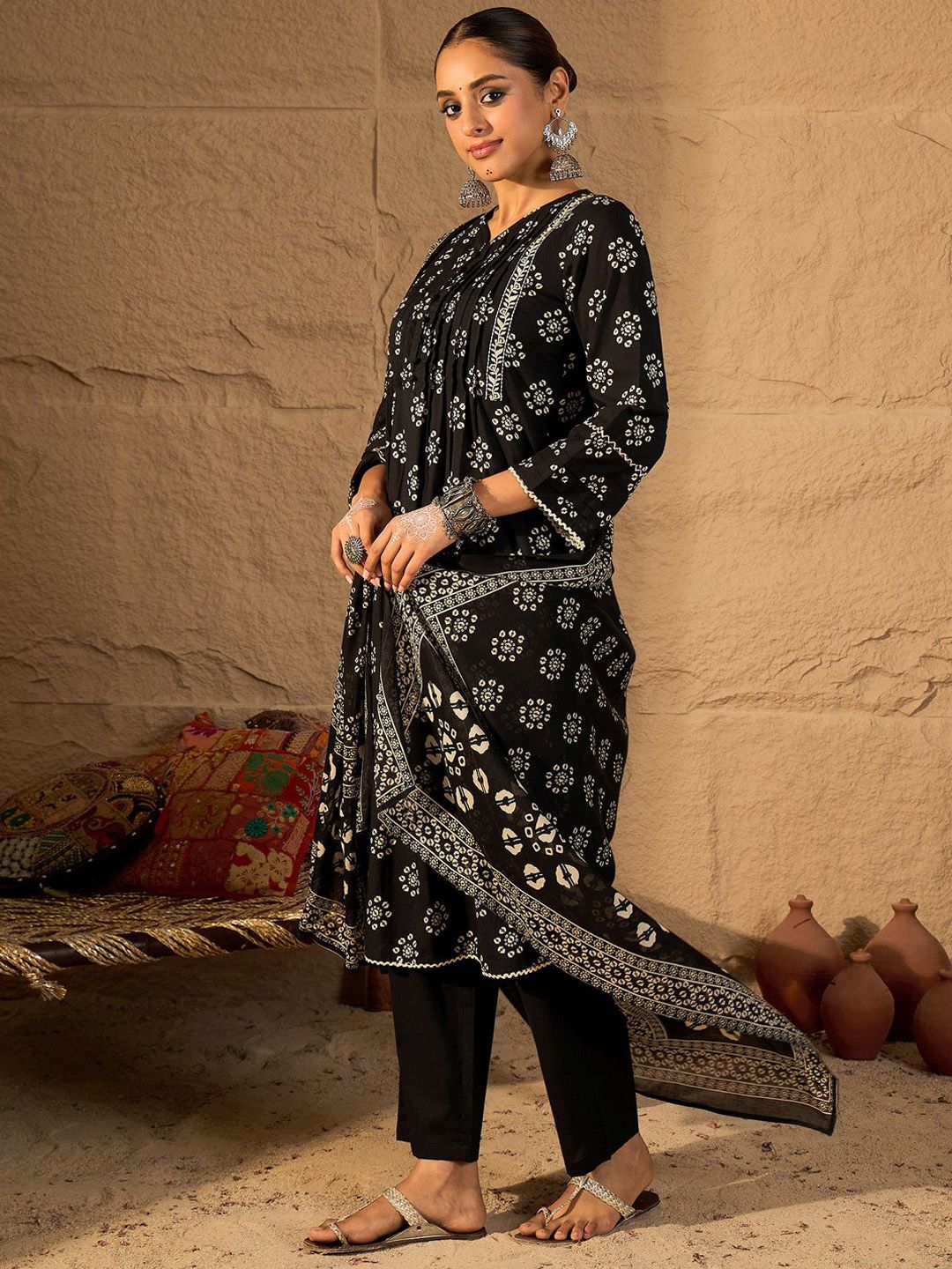 Women Ethnic Motifs Printed Pure Cotton Kurta with Trouser & Dupatta