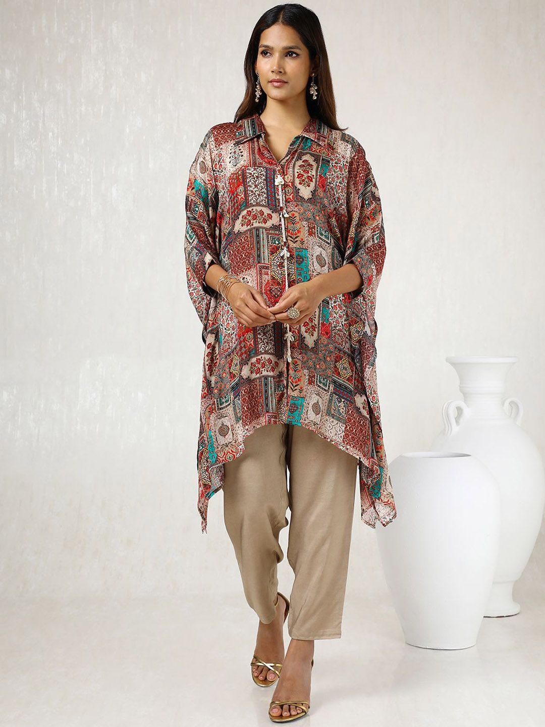 Dhiyona SO Women's Women Ethnic Motifs Printed Regular Beads and Stones Kurta with Trousers