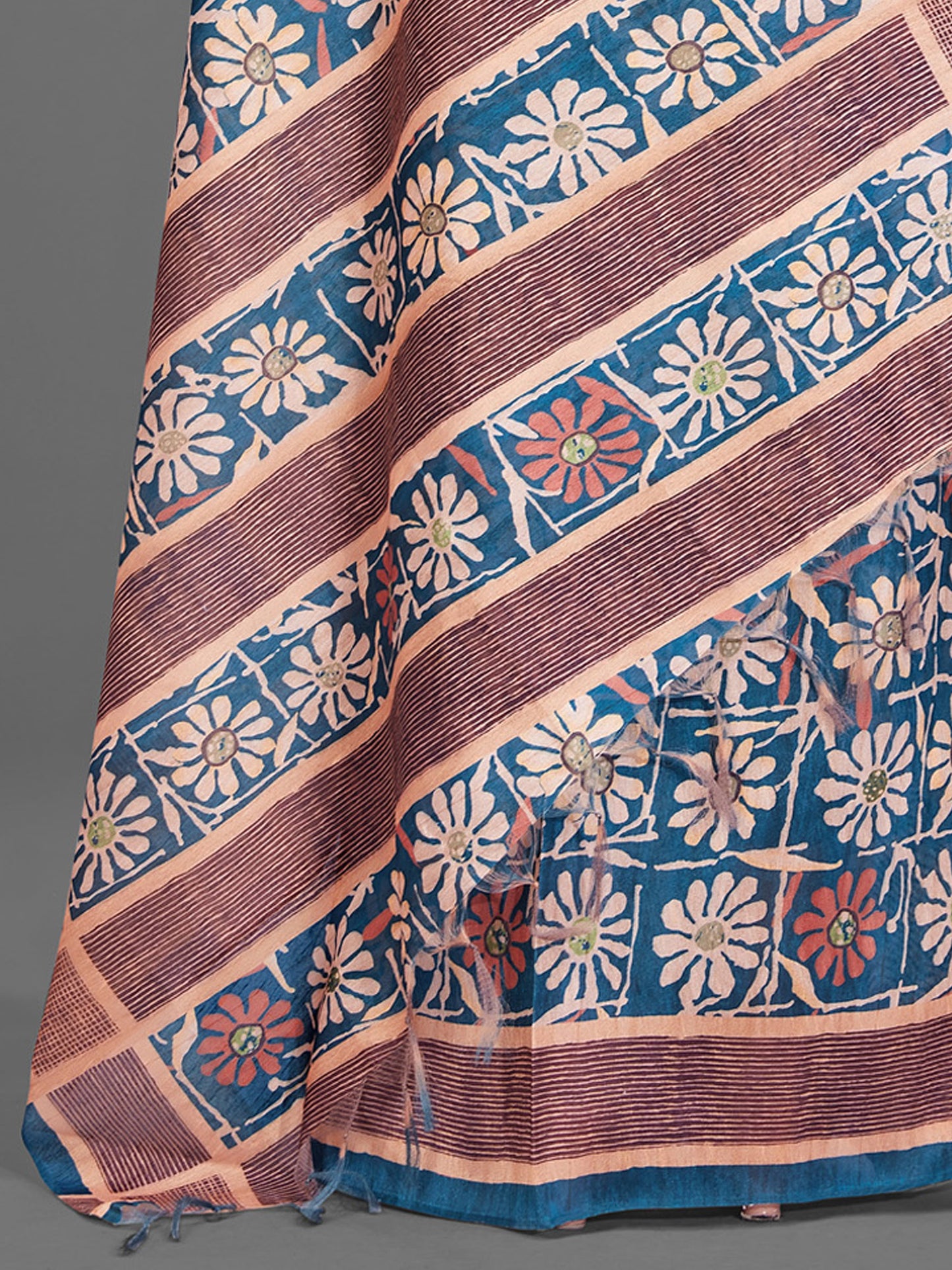 Women's Manipuri Silk Blue Digital Print Designer Saree With Blouse Piece