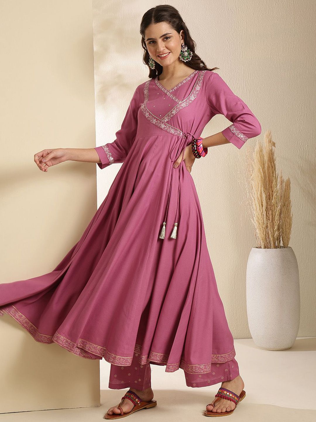 Dhiyona SN Women's Ethnic Motifs Embroidered Anarkali Kurta with Palazzo & Dupatta