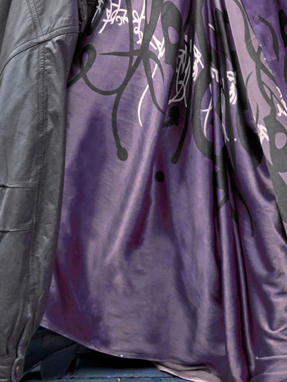 Women's Satin Purple Printed Designer Saree With Blouse Piece