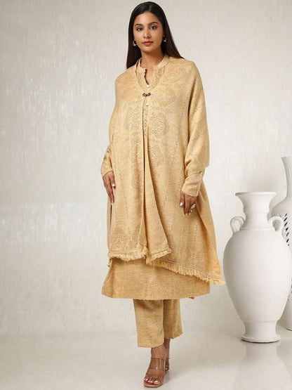 Dhiyona SO Women's Self-Design Ethnic Motifs Mandarin Collar Straight Kurta with Trousers & With Dupatta
