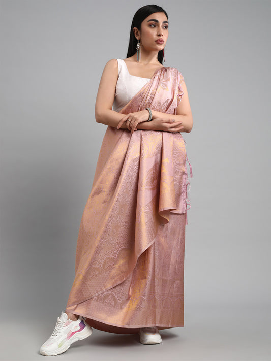 Women's Silk Blend Lavendar Woven Design Designer Saree With Blouse Piece