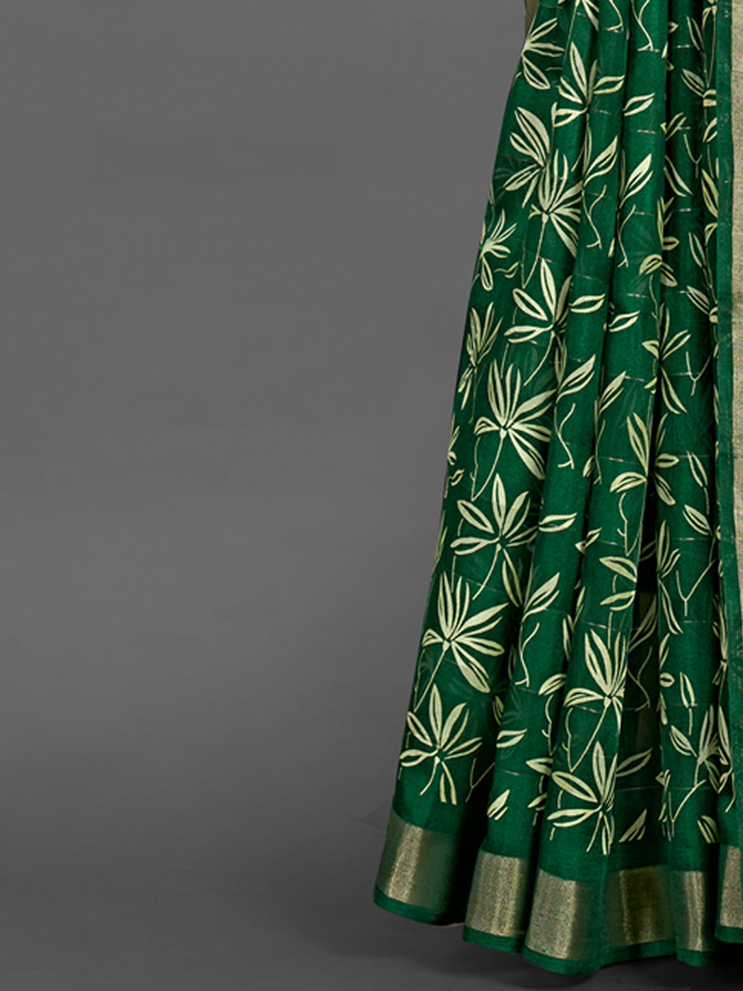 Women's Silk Blend Green Printed Designer Saree With Blouse Piece