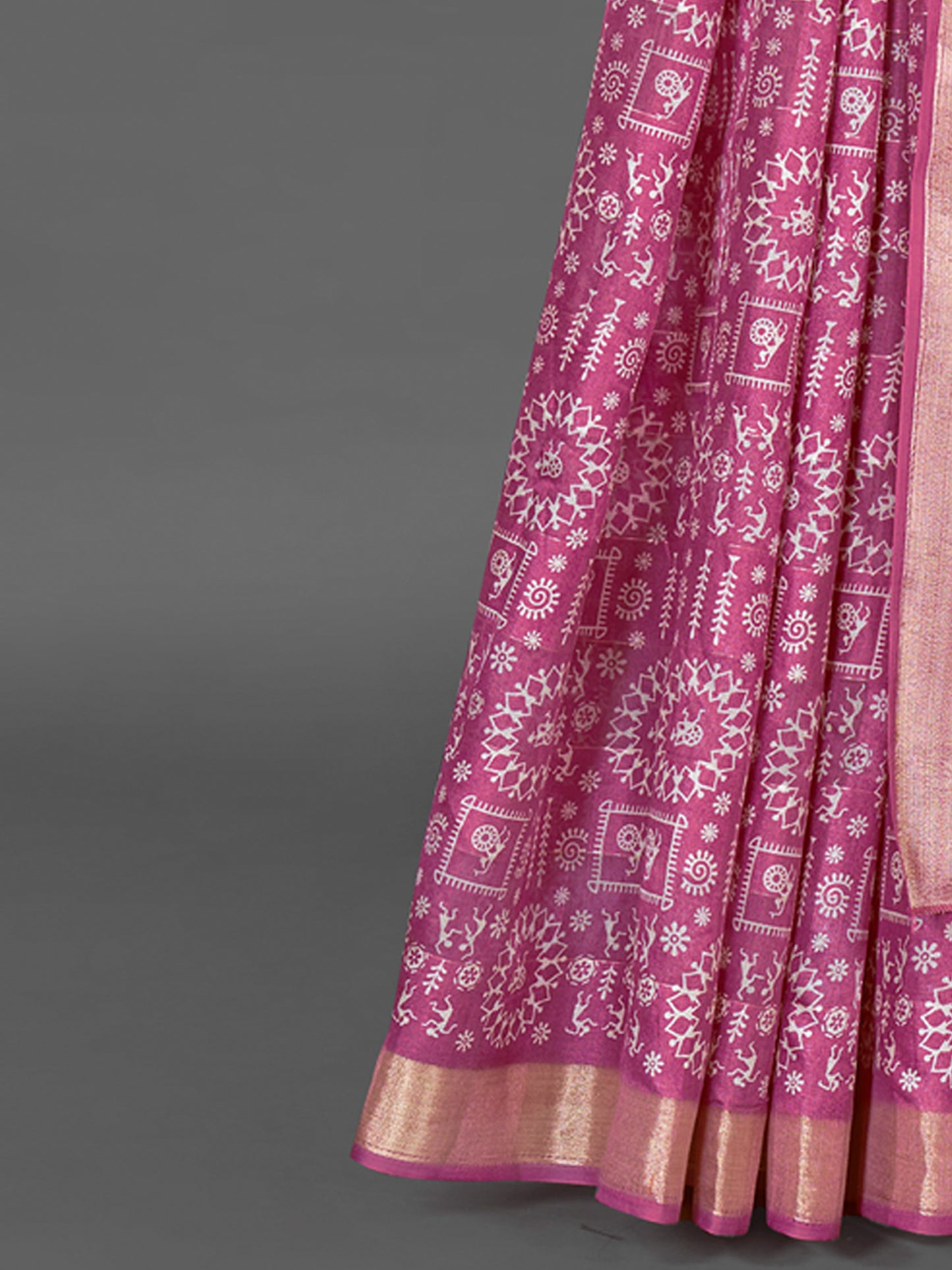 Women's Silk Blend Mauve Printed Designer Saree With Blouse Piece