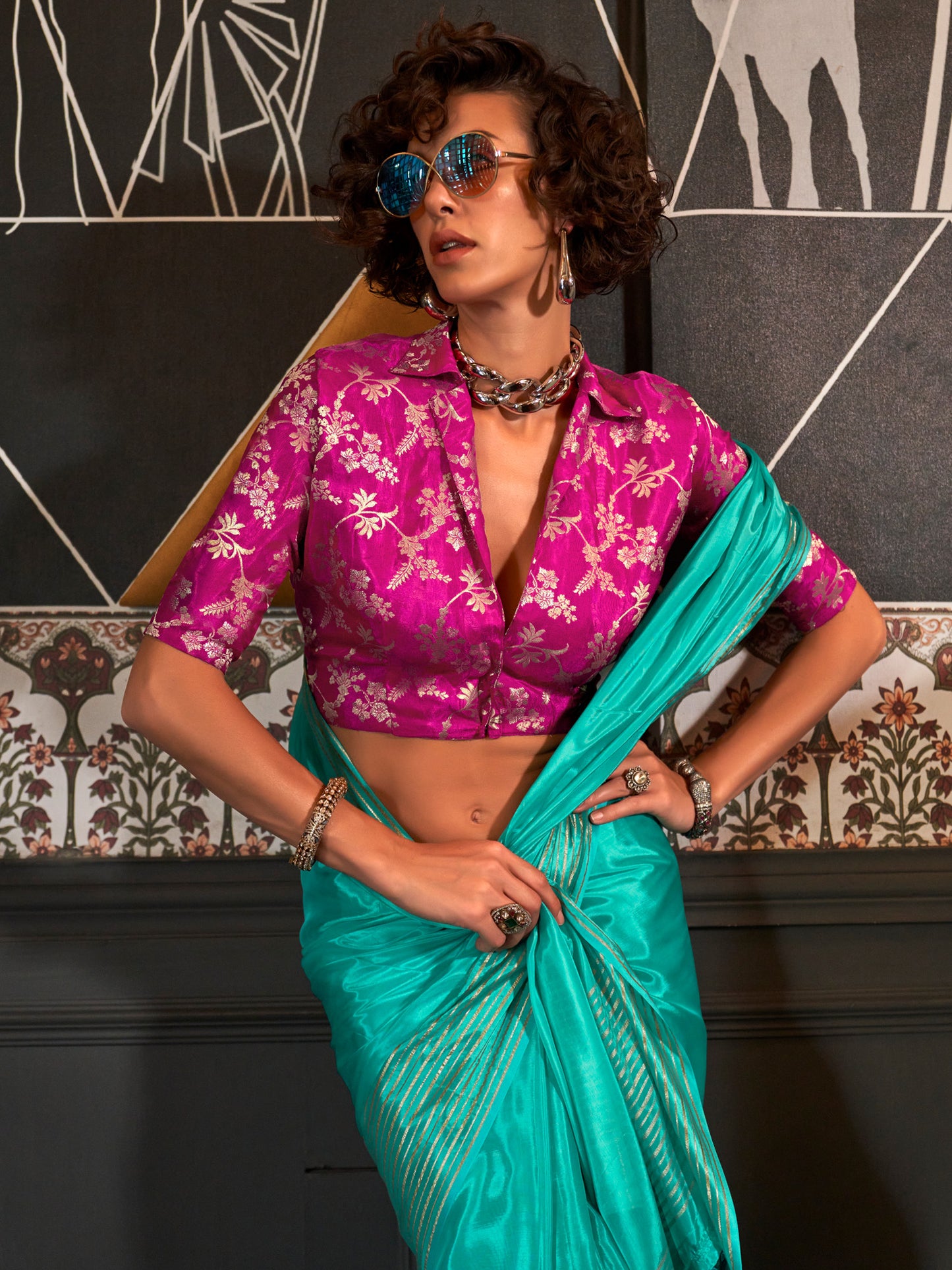 Women's Viscose Silk Light Blue Woven Design Designer Saree With Blouse Piece