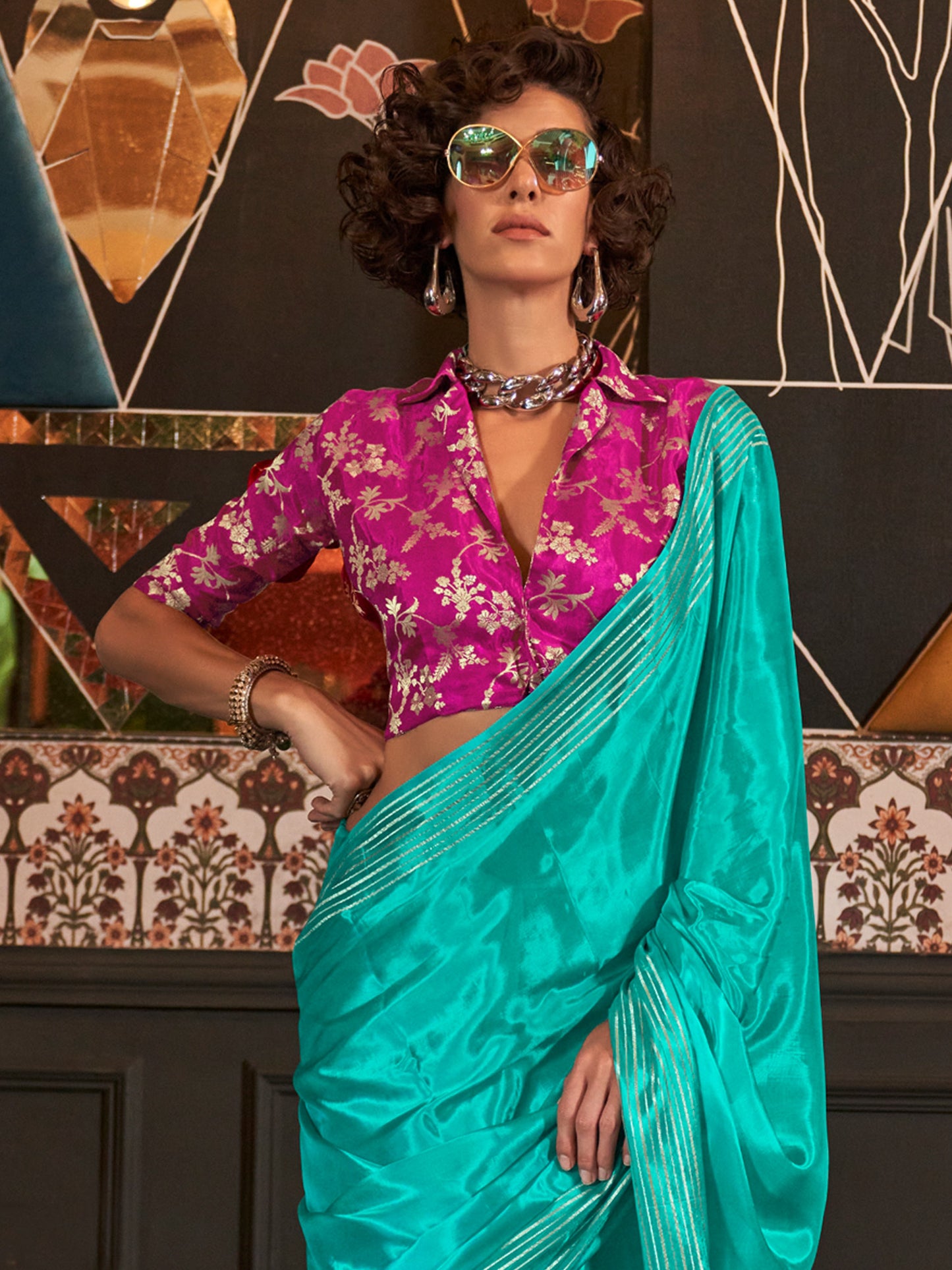 Women's Viscose Silk Light Blue Woven Design Designer Saree With Blouse Piece