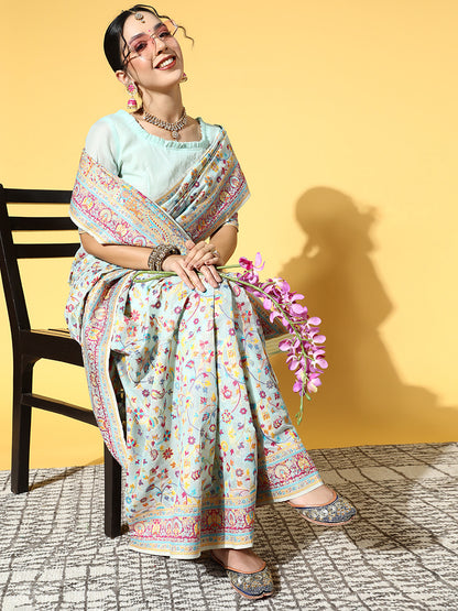 Women's Modal Pink Woven Design Celebrity Saree With Blouse Piece